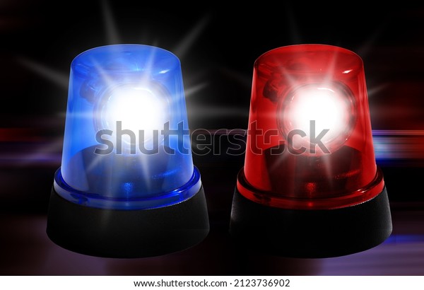 Blue light red light\
police fire department siren with flashing light background with\
emergency lights