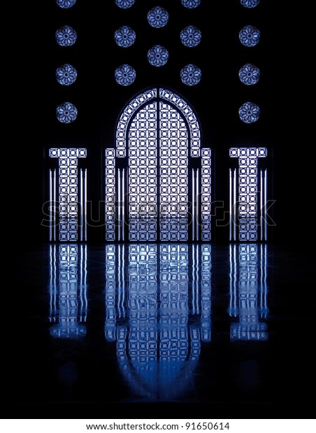 Blue Light Reflects Off Marble Floor Stock Photo Edit Now 91650614