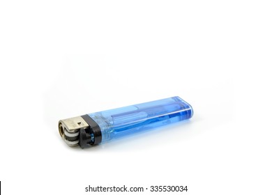 Blue Lighter On White Background