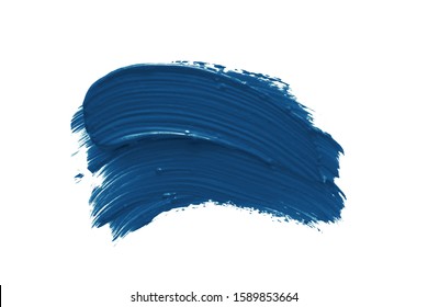 Blue Lipstick Or Paint Stroke Smear Smudge Isolated On White. 2020 Year Color Swatch. Makeup Texture