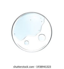 Blue liquid in petri dish over white background - flat lay - Shutterstock ID 1938941323