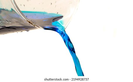 Blue Liquid Poured In The Laboratory