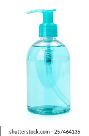 Blue Liquid Soap In Plastic Pump Bottle