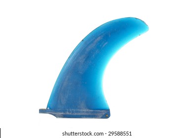 Blue Longboard Surfboard Fin On A White Background