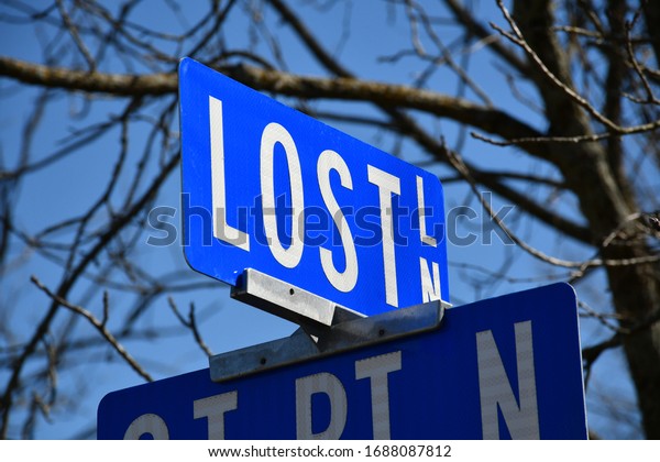 Blue Lost Lane road\
sign