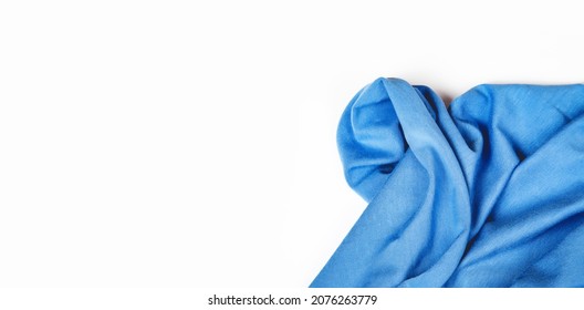 Blue Luxury Cotton Fabric Cotton Jersey Texture For Background. Wallpaper Design