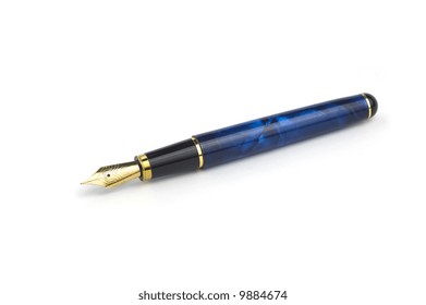 Blue Luxury Fountain Pen With Golden Pen Nib