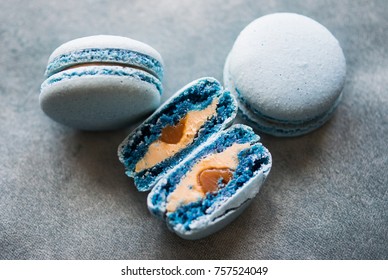 Blue Macaroons With Caramel