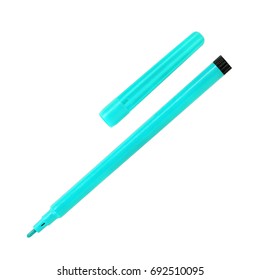 Blue magic color pen isolated on white background