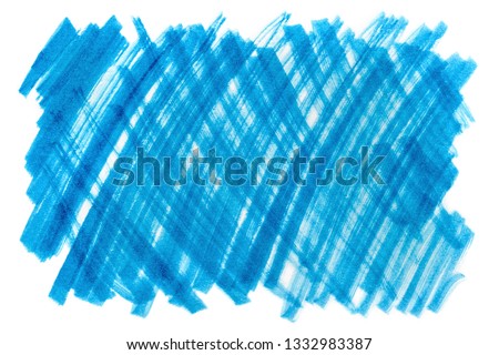 Blue marker texture, isolated on white background