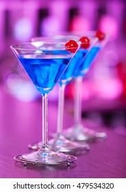 Blue Martini Cocktails On Purple Background Stock Photo 479534320 ...