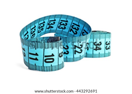 Blue measuring tape isolated on white background