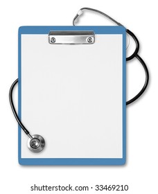 Blue Medical Clipboard With A Stethoscope