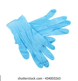 Blue medical gloves on white background - Shutterstock ID 434003263