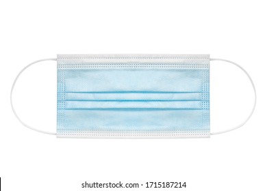 Blue Medical Mask Or Surgical Mask Isolated On White Background With Clipping Path