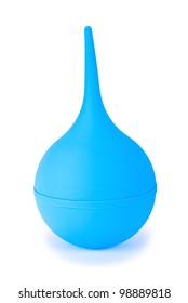 A Blue Medical Suction Bulb On A White Background