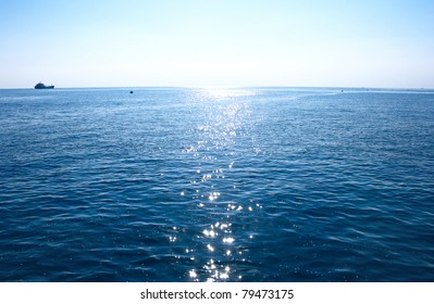 Blue Mediterranean Sea In Morning.