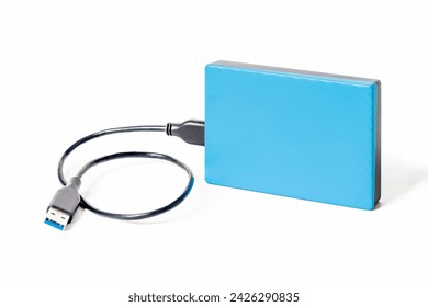 Blue Memory Drive: Hard Disk Illustration on White Background