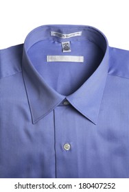 Blue Men's Button Down Shirt On White Background 