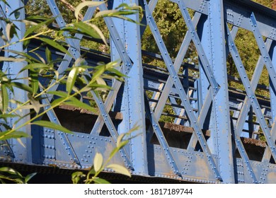 Blue Metal Bridge, Metal Structure With Rivets