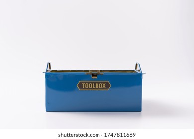 Blue Metal Tool Box Isolated On White Background