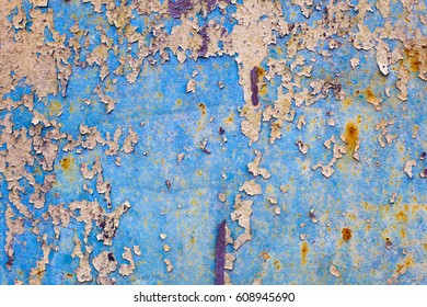 Blue Metal Wall With Rust