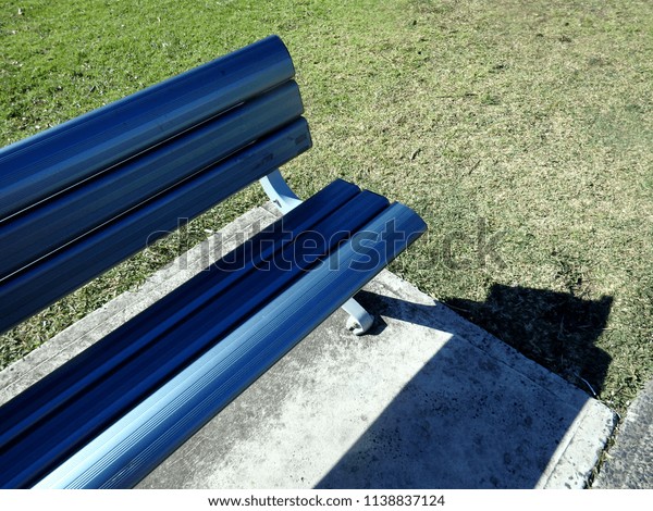 Blue Metallic Aluminum Aloy Park Bench Stock Photo Edit Now