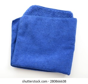 Blue Microfiber Cloth Isolated On White Background