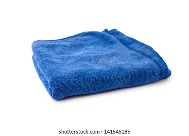 Blue Microfiber Cloth On Isolate White Background