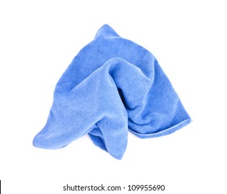 Blue Microfiber Cloth On A White Background.