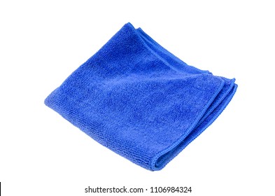 Blue Microfiber Cloth On The White Background.