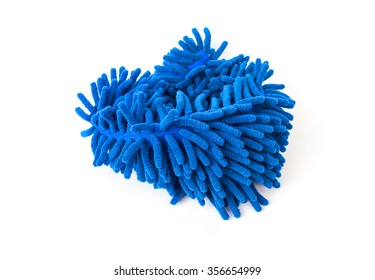 Blue Microfiber Duster As Hair Isolated On White