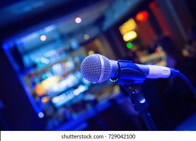 Blue Microphone For Comedy Show In Bar Restaurant 