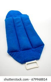 Blue Microwave Heating Pad Isolated On White Background. Cold And Hot Wrap For Shoulder,  Neck, Back, And Body Pain Relief Therapy.