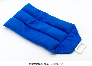 Blue Microwave Heating Pad Isolated On White Background. Cold And Hot Wrap For Shoulder,  Neck, Back, And Body Pain Relief Therapy.