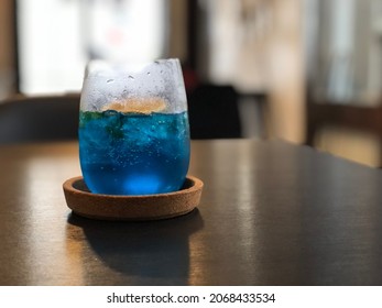 Blue Mocktail Beverage Drink At Cafe