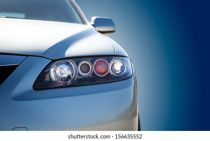 blue modern car closeup