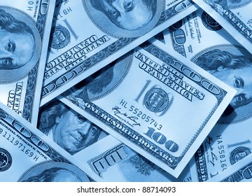 Blue Money Background From Dollars Usa