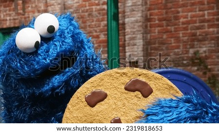 The blue monster loves chocolate chip cookies