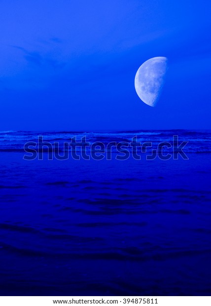 Blue Moon Ocean Night Stock Photo Edit Now