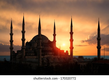 Blue Mosque During Sunset, Istanbul, Turkey