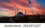 The Blue Mosque or Sultan Ahmet Mosque of Istanbul, sunset scene view, Turkey