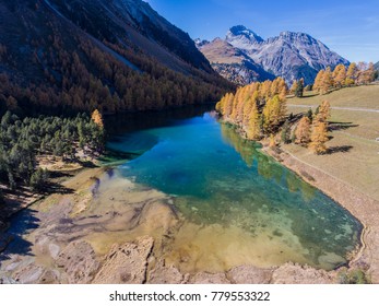 Blue Mountain Lake In Swiss National Park