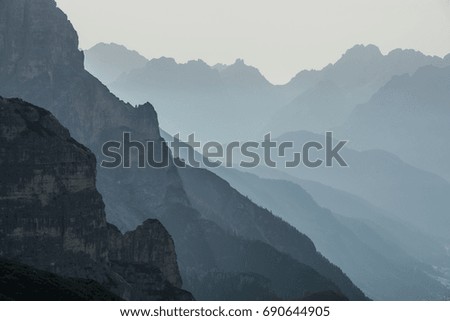 Similar – Foto Bild Morgensonne und Nebel in den Dolomiten