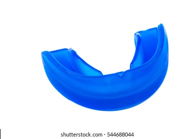 Blue Mouthguard Isolated On White Background.