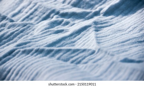 Blue Muslin Wrinkled Fabric Detail