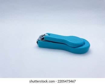 Blue Nail Clipper Or Nail Trimmer For Baby On White Background.