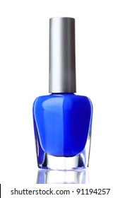 Blue Nail Polish On White Background