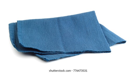 Blue napkin isolated on white background