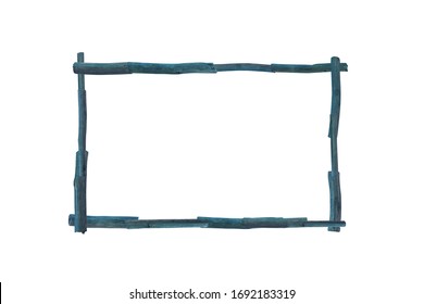 Blue Natural Driftwood Frame On White Background